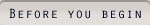 before you begin tab